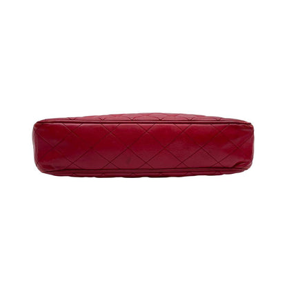 Chanel Quilted Lambskin Chain Shoulder Tote Red