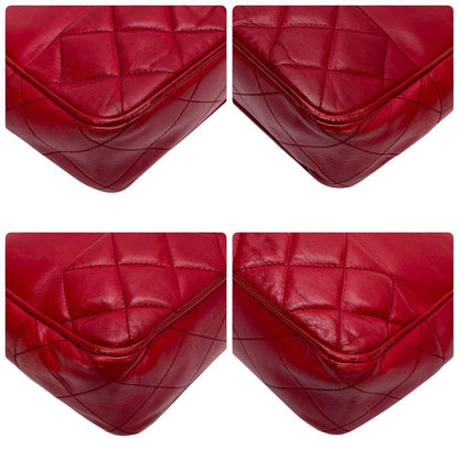 Chanel Quilted Lambskin Chain Shoulder Tote Red