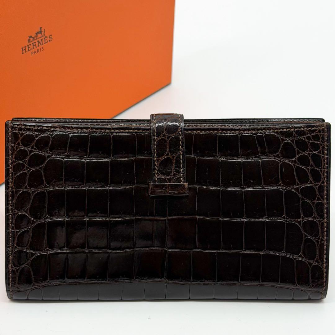 Hermes Bearn Classic Croco Brown Vintage Wallet — view 3