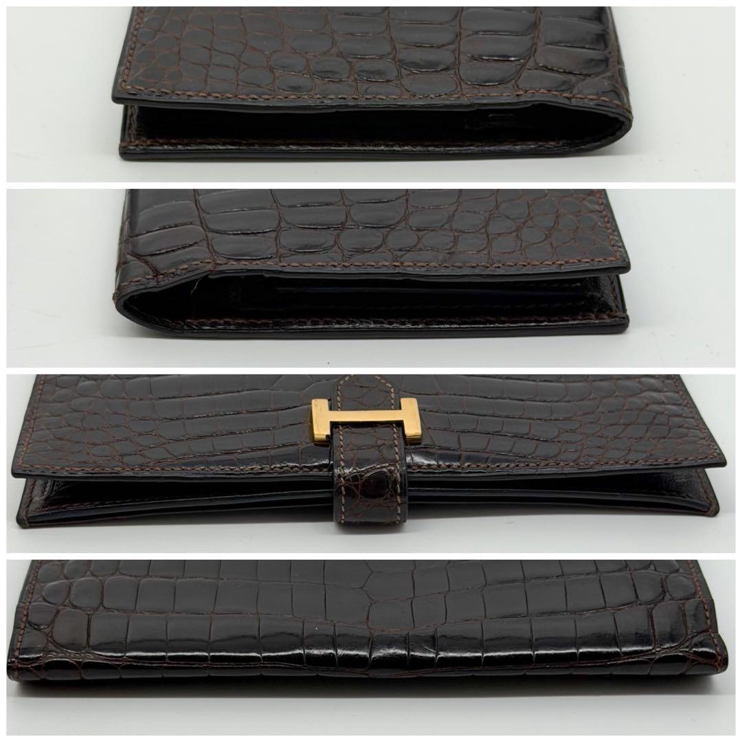 Hermes Bearn Classic Croco Brown Vintage Wallet — view 4