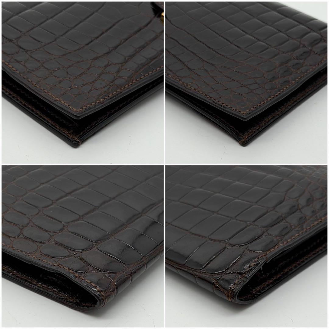 Hermes Bearn Classic Croco Brown Vintage Wallet — view 5
