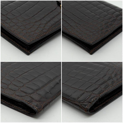 Hermes Bearn Classic Croco Brown Vintage Wallet — view 5