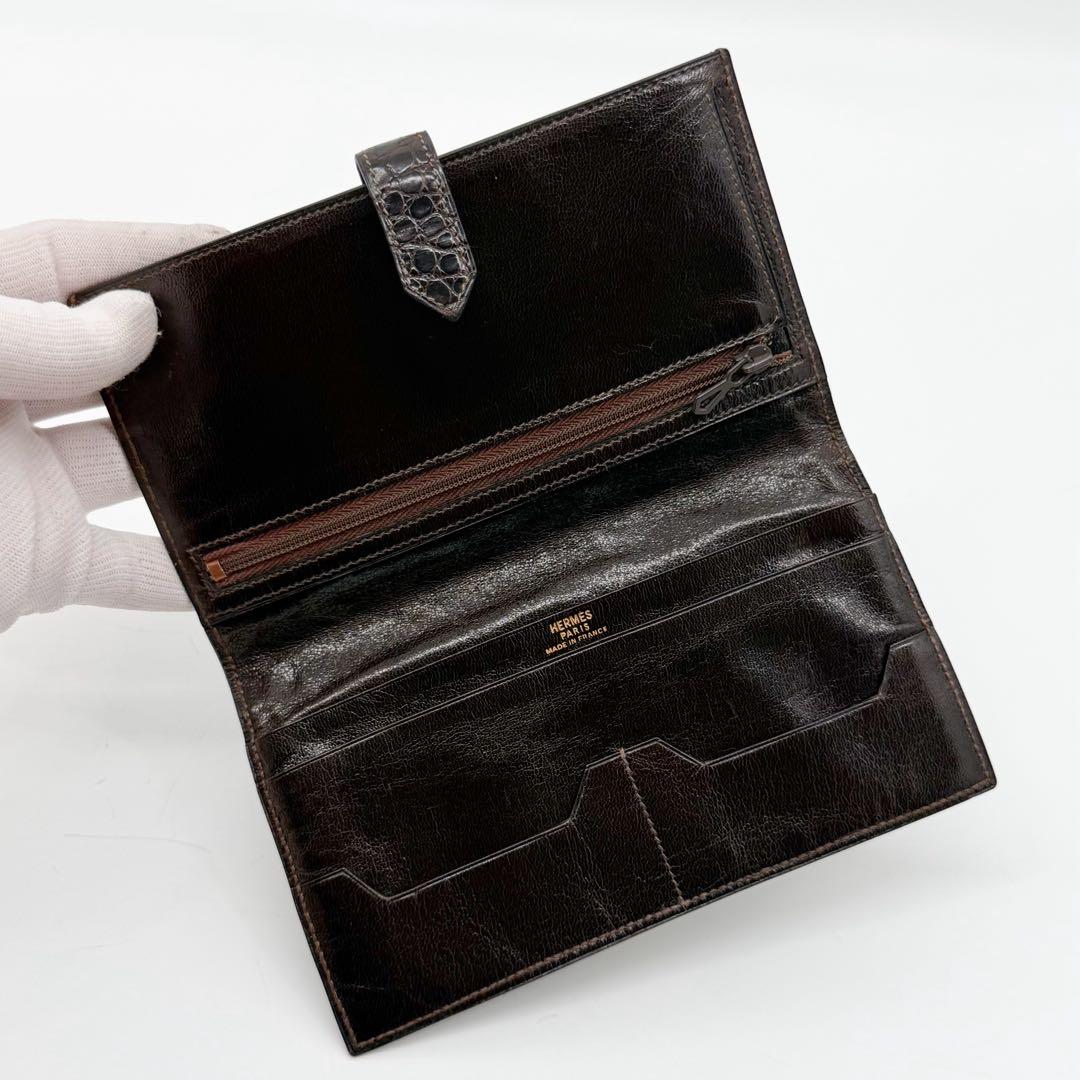 Hermes Bearn Classic Croco Brown Vintage Wallet — view 6