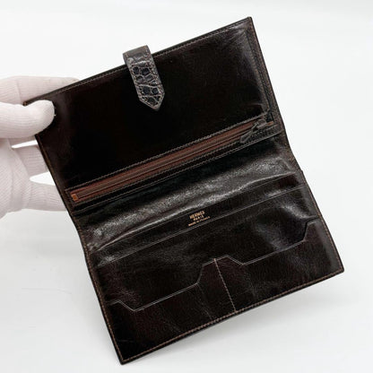Hermes Bearn Classic Croco Brown Vintage Wallet — view 6