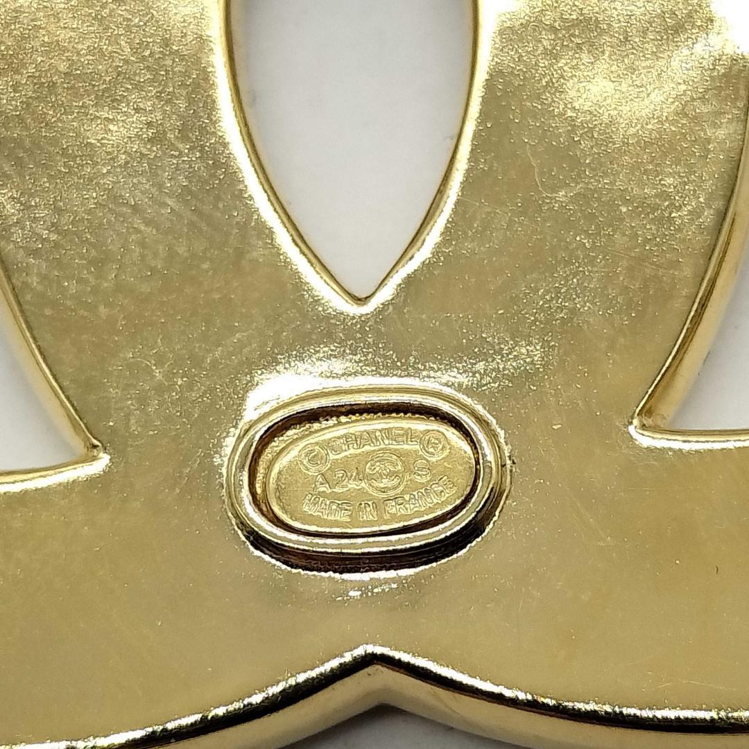 Chanel CC Logo Brooch Gold Pink Clover Pin