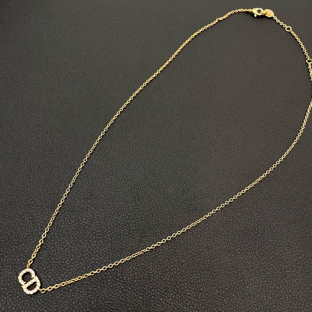 Dior Clair D Lune CD Logo Necklace Rhinestone — view 4