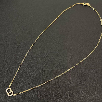 Dior Clair D Lune CD Logo Necklace Rhinestone — view 4
