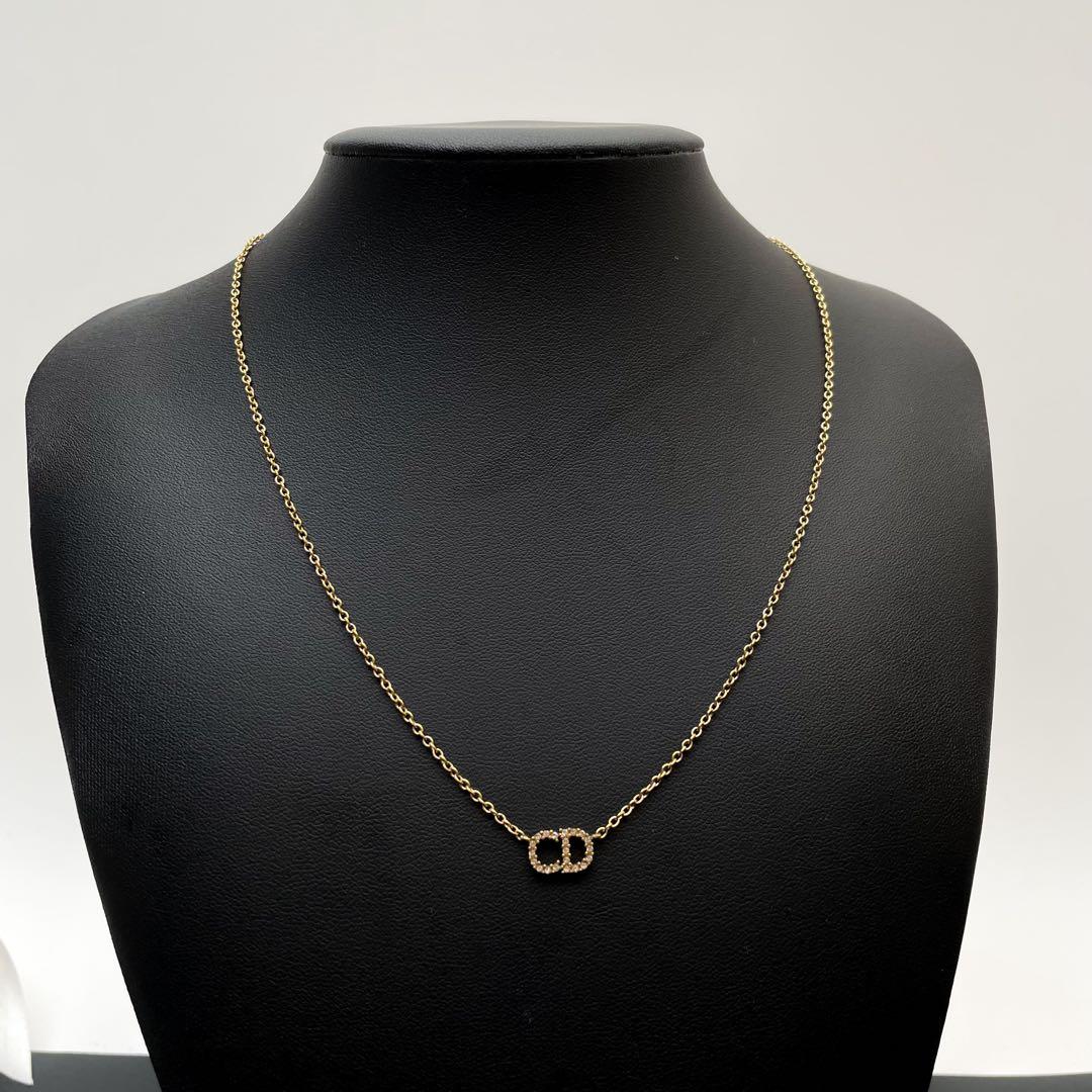 Dior Clair D Lune CD Logo Necklace Rhinestone — view 5