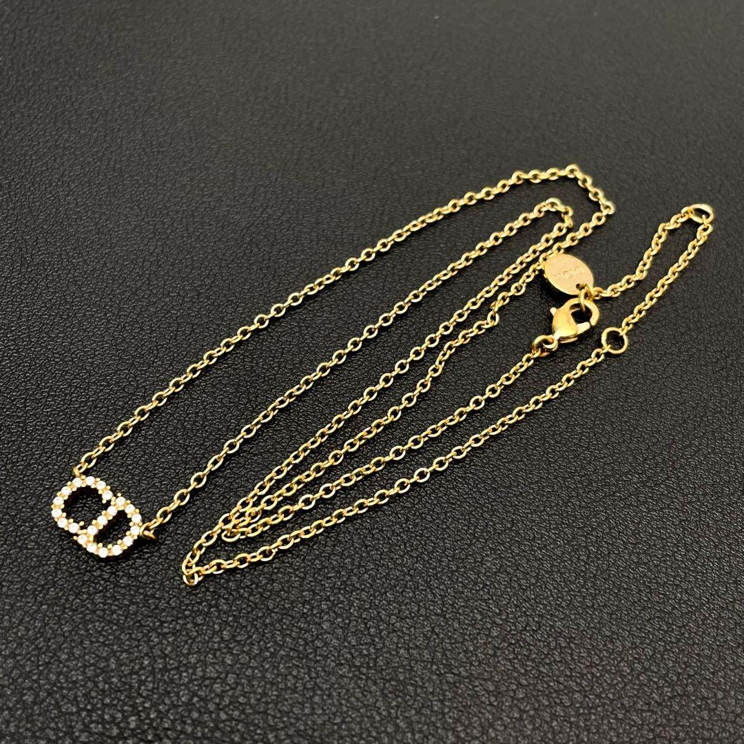 Dior Clair D Lune CD Logo Necklace Rhinestone — view 7