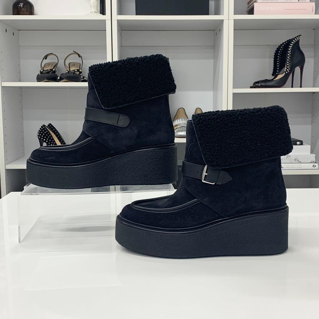 Hermes Emmisfer Suede Sheepskin Belt Short Boots — view 2