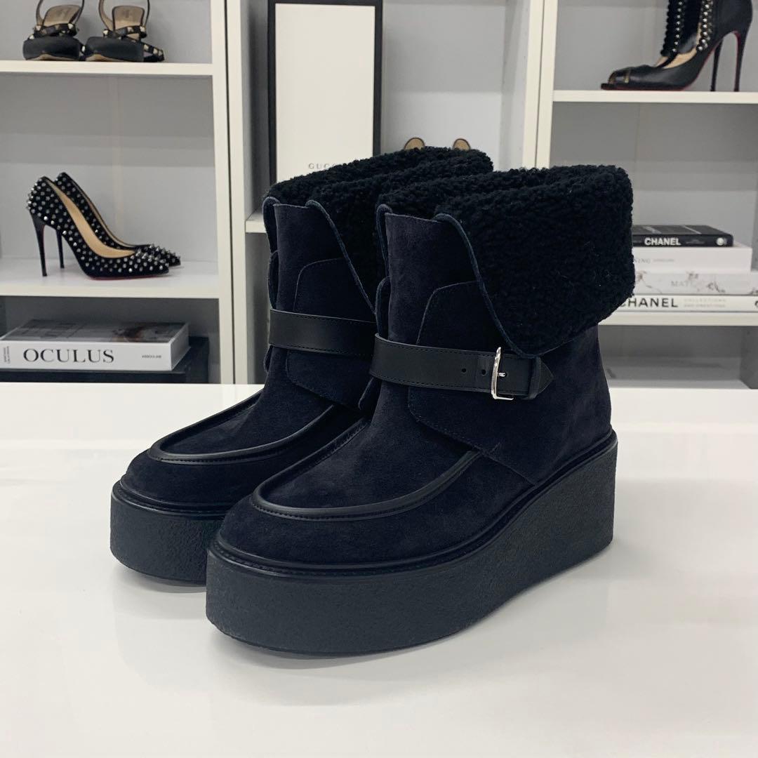 Hermes Emmisfer Suede Sheepskin Belt Short Boots — view 3