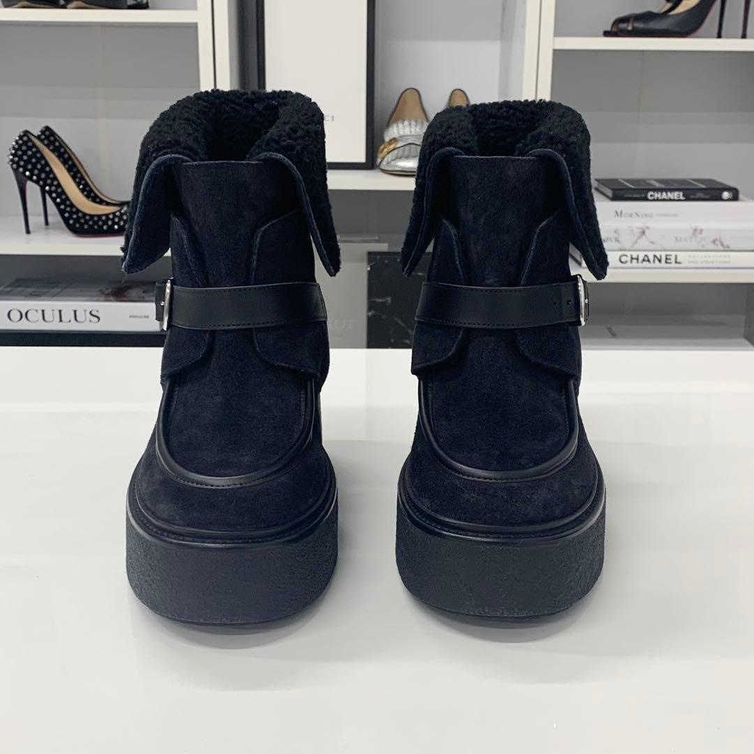 Hermes Emmisfer Suede Sheepskin Belt Short Boots — view 4