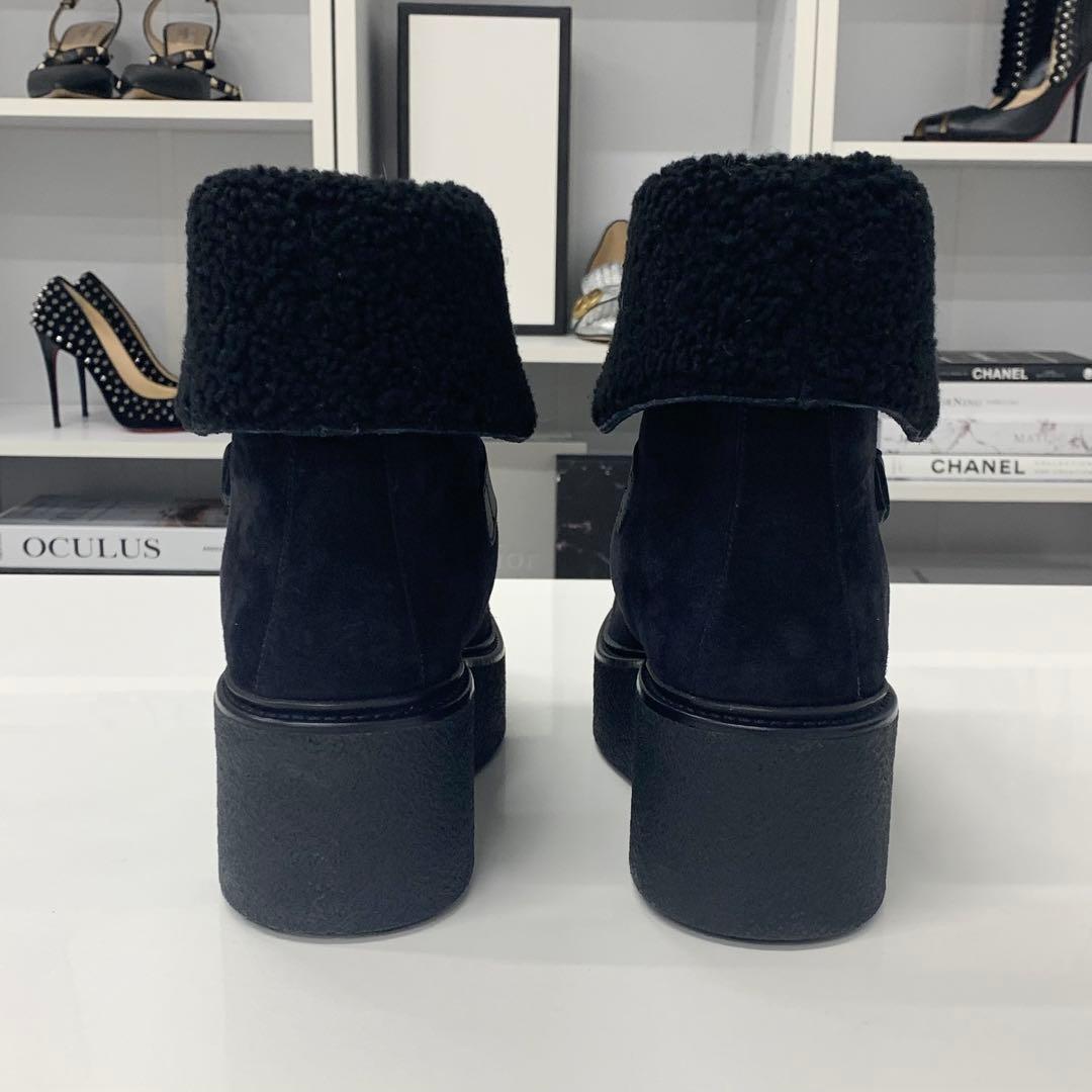 Hermes Emmisfer Suede Sheepskin Belt Short Boots — view 6