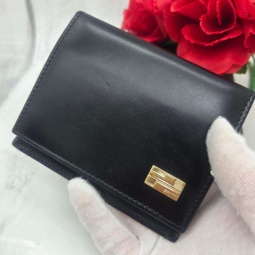 Gucci Card Case Coin Purse Leather Simple Black