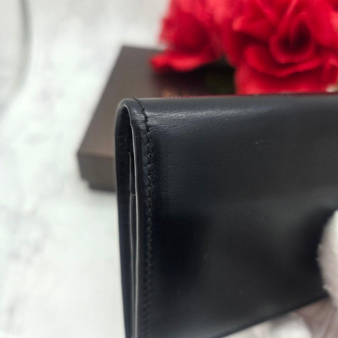 Gucci Card Case Coin Purse Leather Simple Black