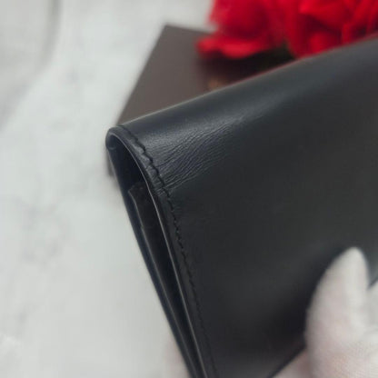Gucci Card Case Coin Purse Leather Simple Black