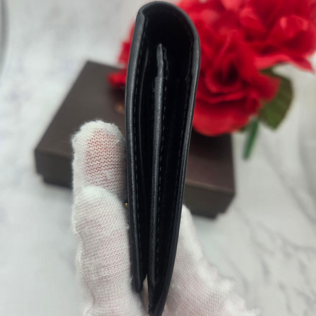 Gucci Card Case Coin Purse Leather Simple Black