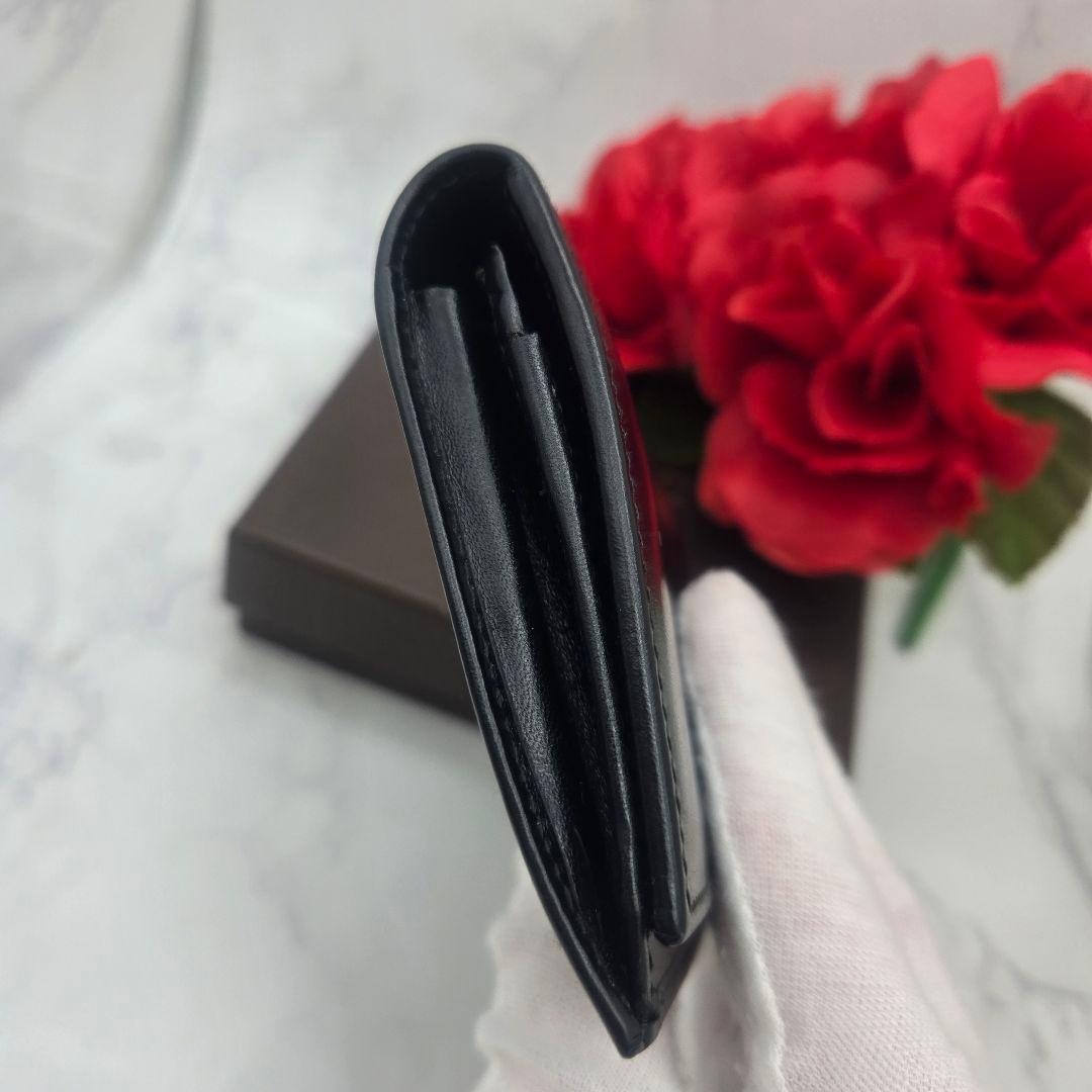 Gucci Card Case Coin Purse Leather Simple Black