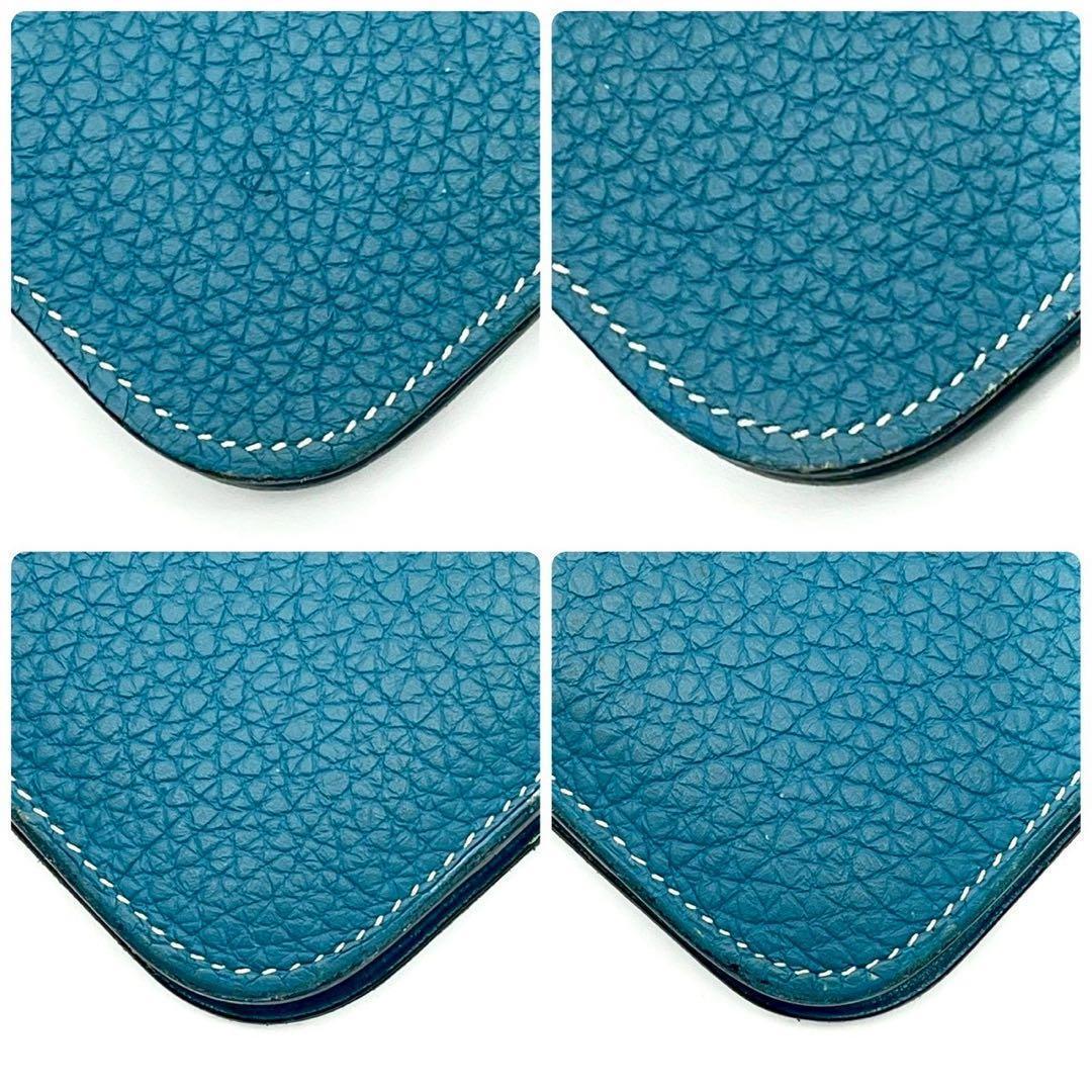 Hermes Dogon GM Togo Wallet Blue Silver Leather — view 6