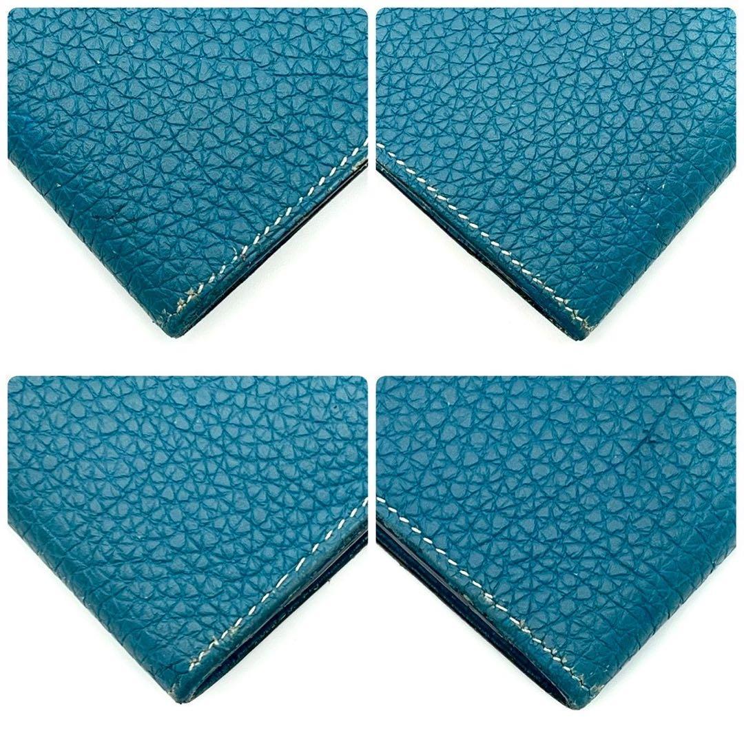 Hermes Dogon GM Togo Wallet Blue Silver Leather — view 7