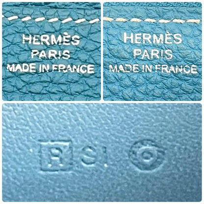 Hermes Dogon GM Togo Wallet Blue Silver Leather — view 8