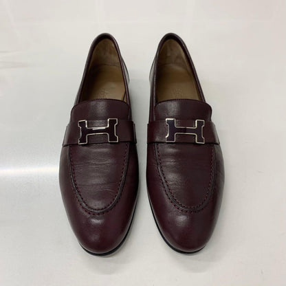 Hermes Paris Hhardware Leather Lofa Burgundy Sneaker