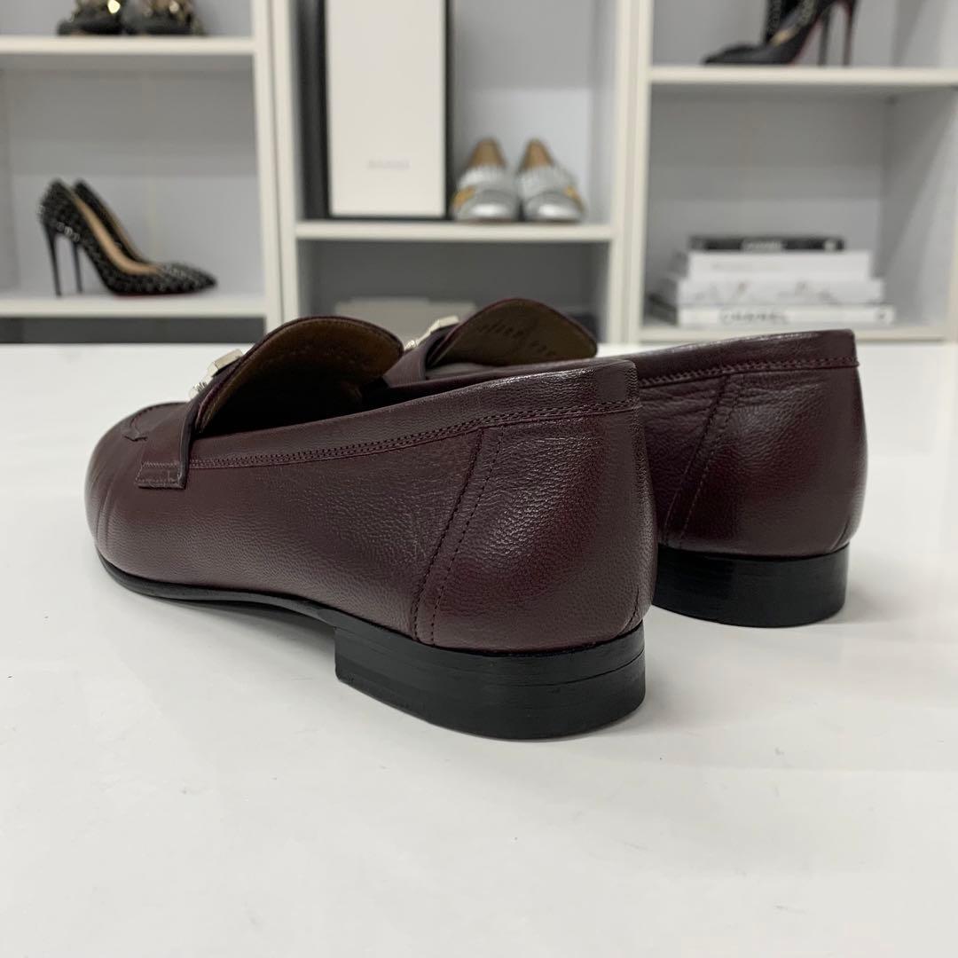 Hermes Paris Hhardware Leather Lofa Burgundy Sneaker