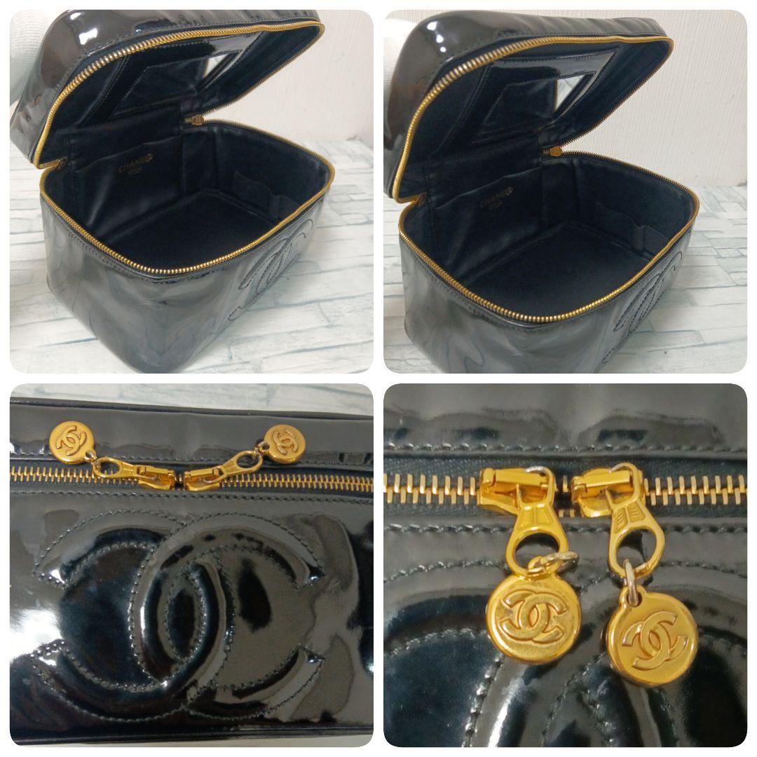 Chanel Vanity Pouch Enamel with Mirror Black CC Logo — view 7