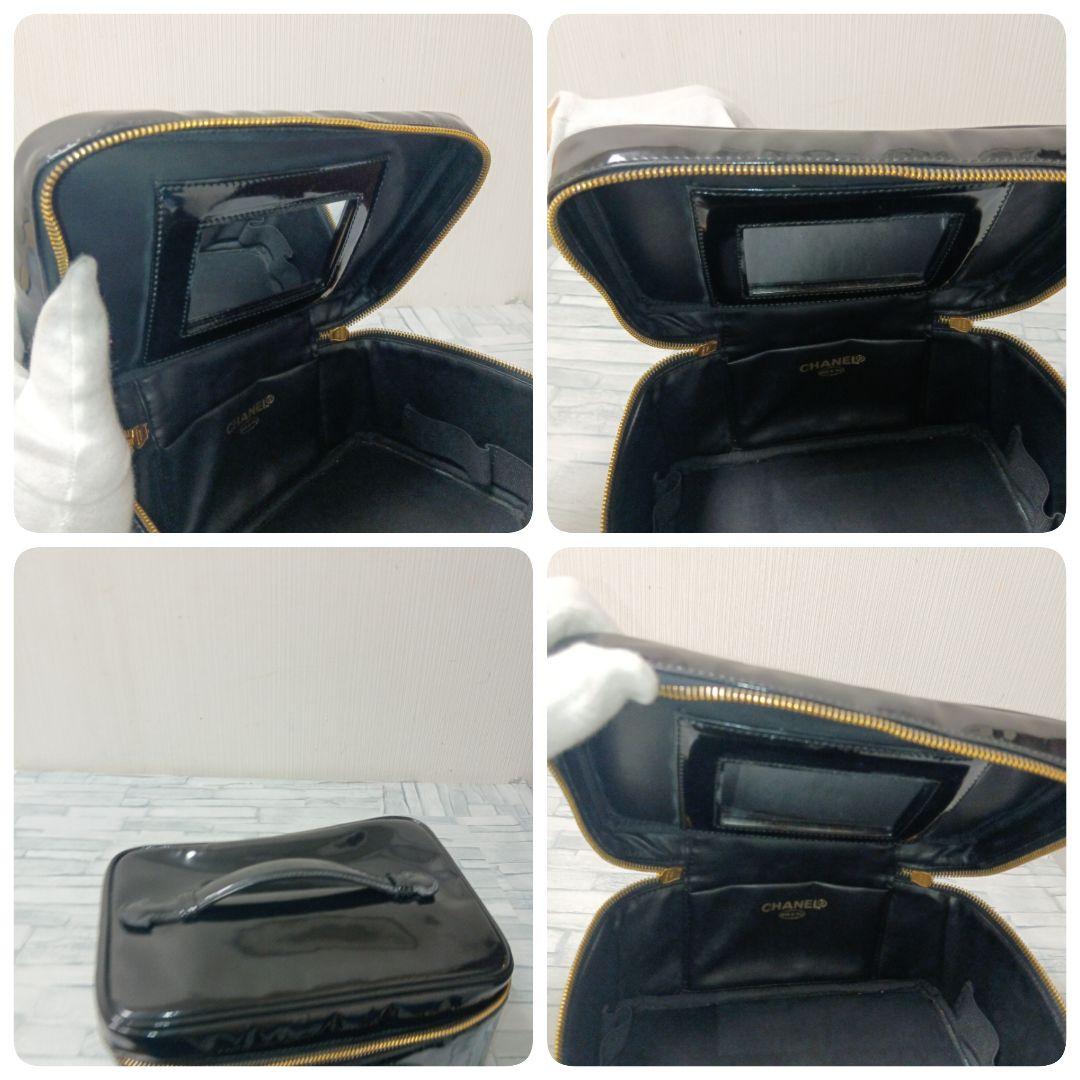 Chanel Vanity Pouch Enamel with Mirror Black CC Logo — view 8