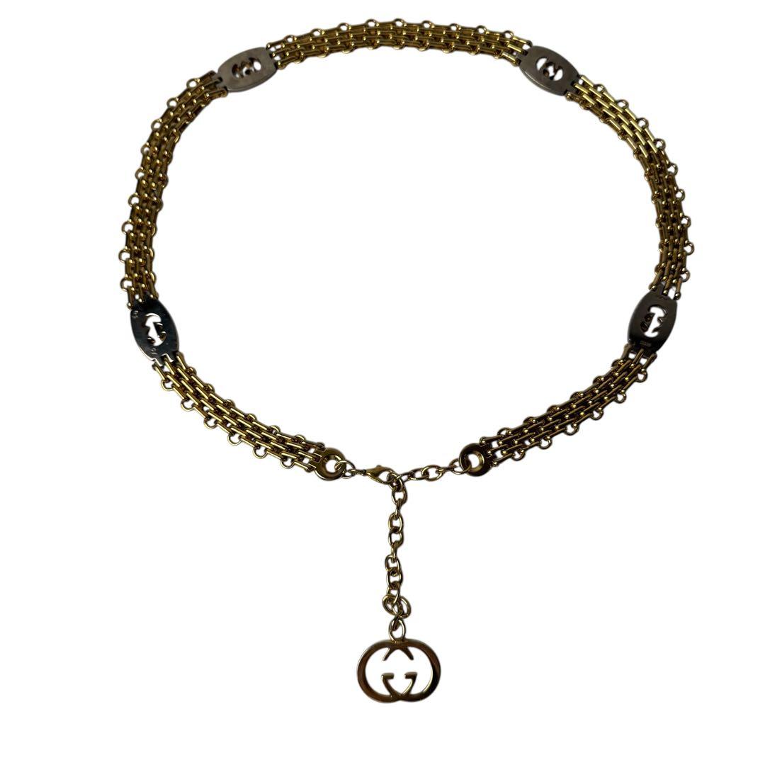 Gucci Interlocking G Chain Belt With Logo Charm — view 2