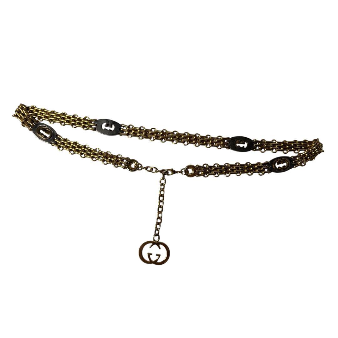 Gucci Interlocking G Chain Belt With Logo Charm — view 3