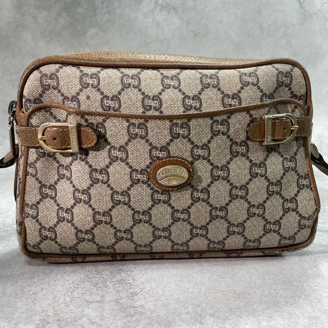 Gucci GG Shoulder Bag Brown Beige Leather Logo — view 2