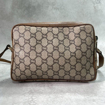 Gucci GG Shoulder Bag Brown Beige Leather Logo — view 3