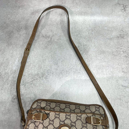 Gucci GG Shoulder Bag Brown Beige Leather Logo — view 4