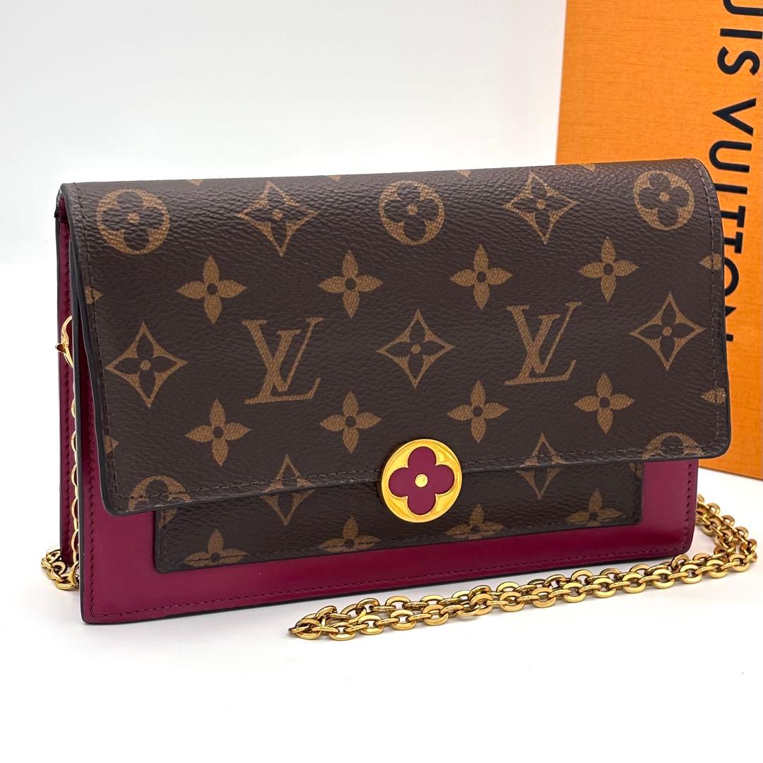 Louis Vuitton Monogram Portefeuille Flor Chain Fuchsia Shoulder Bag