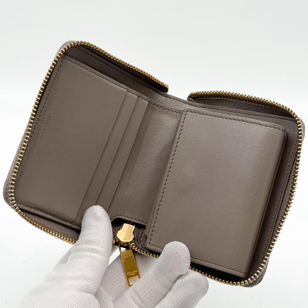 Celine Small Essential Zip Wallet Greige — view 6