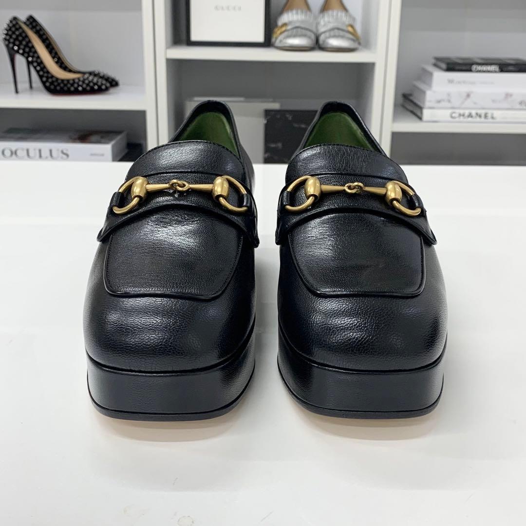 Gucci Leather Horsebit Platform Loafers Black — view 4