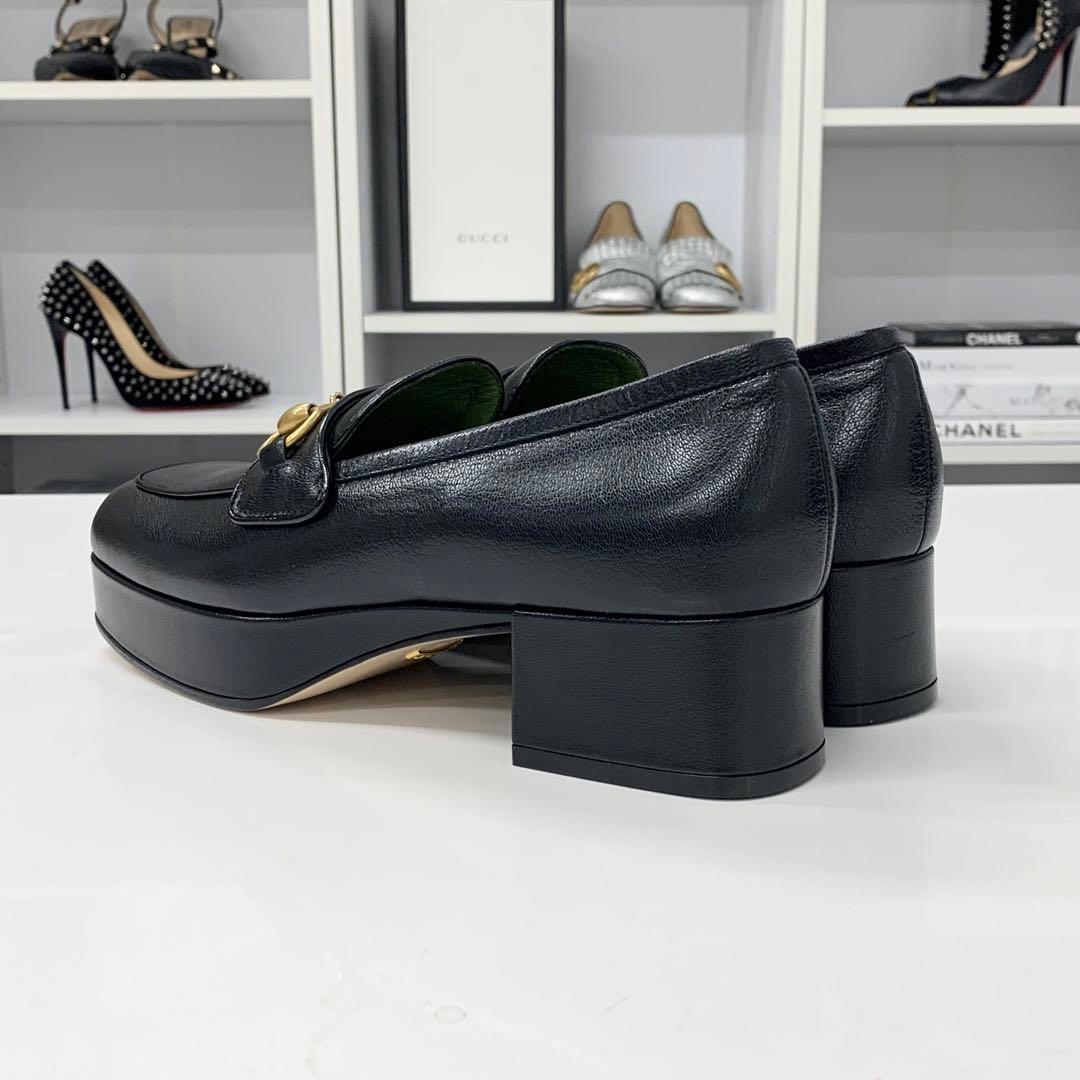 Gucci Leather Horsebit Platform Loafers Black — view 5