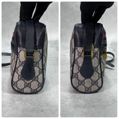Gucci GG Sherry Line Shoulder Bag Navy Leather Logo — view 7