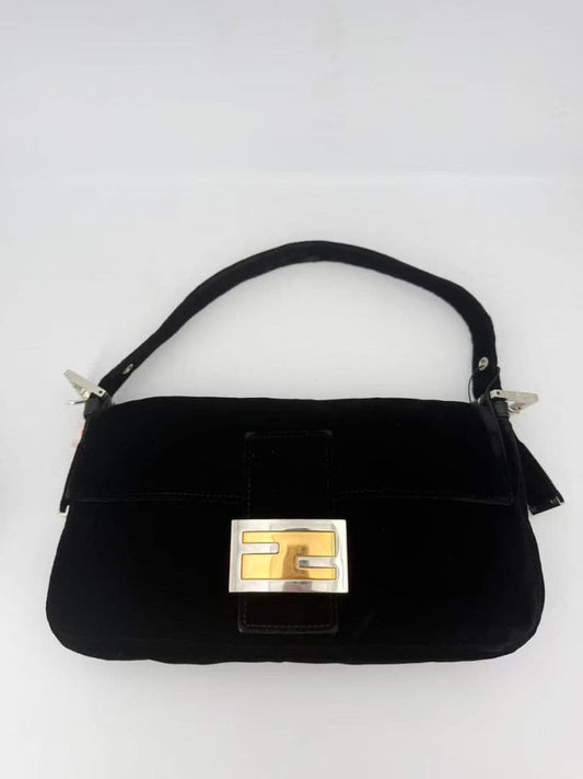 Fendi Velvet Baguette Shoulder Bag