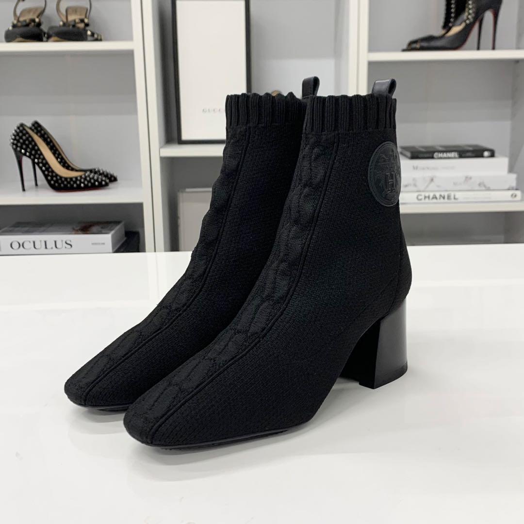 Hermes Volver Knit Leather Ex-Libris Short Boots — view 3