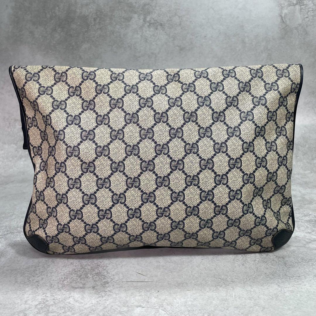 Gucci Clutch GG Navy Beige Leather Logo — view 3