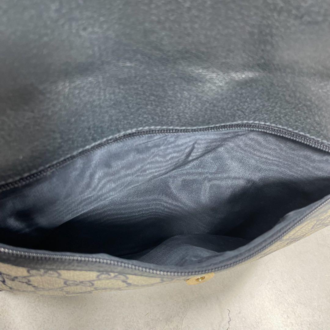 Gucci Clutch GG Navy Beige Leather Logo — view 5