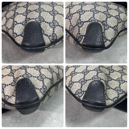 Gucci Clutch GG Navy Beige Leather Logo — view 8
