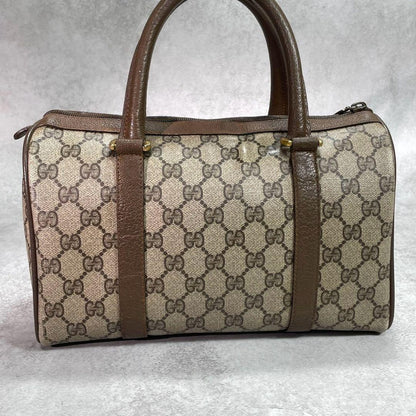 Gucci GG Sherry Line Boston Bag Brown Leather Logo — view 3