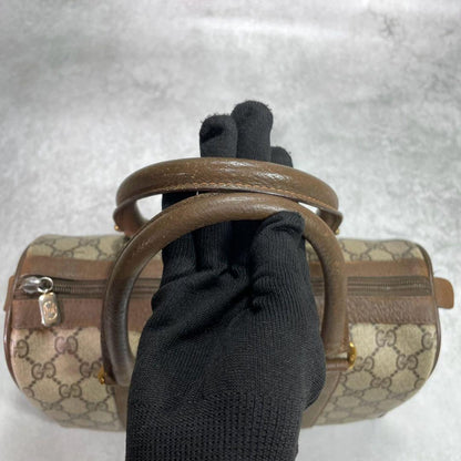 Gucci GG Sherry Line Boston Bag Brown Leather Logo — view 4