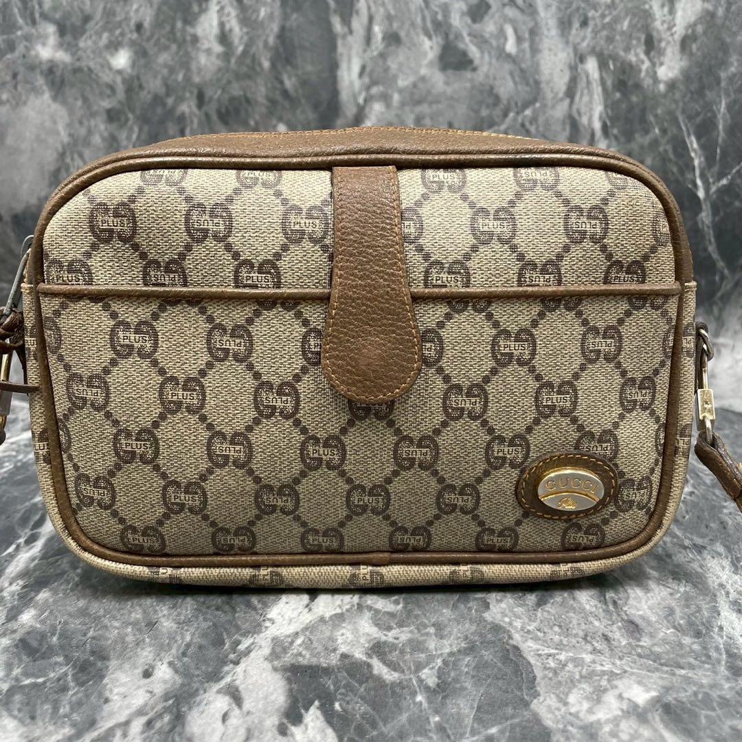 Gucci GG Shoulder Bag Brown Beige Leather — view 2