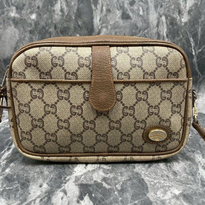 Gucci GG Shoulder Bag Brown Beige Leather — view 2