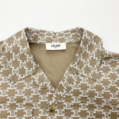 Celine Triomphe Shirt Cotton Top Cropped Beige — view 6