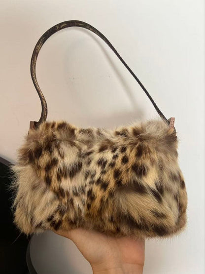 Fendi Baguette Mini Bobcat Fur Ultra Shoulder Bag — view 2